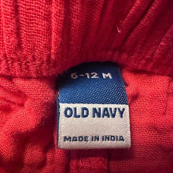 Old Navy Baby Girl Red Gauze Pants | 6–12 Months | Soft & Lightweight - Picture 2 of 2